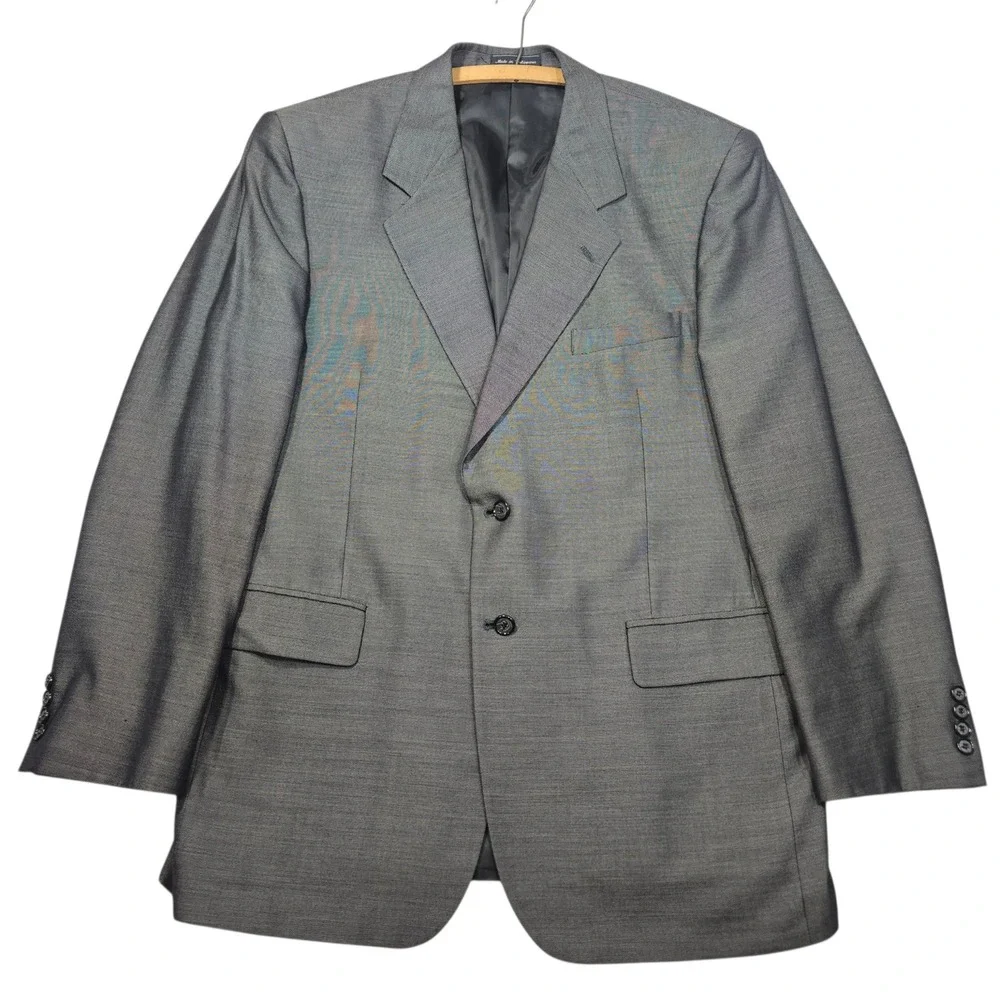 VTG Jeffrey Banks Couture Blazer Suit Jacket Grey Sharkskin Sz 44L